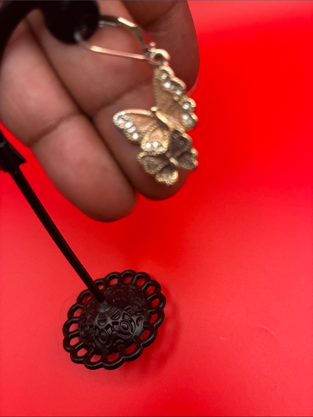 Gold Butterfly Drop Earrings - Women Jewelry - Picture 3 of 4